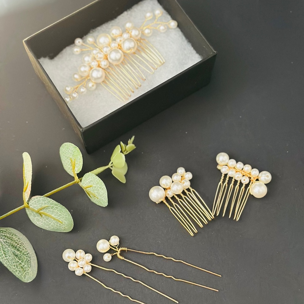 Pearl Hair Comb Set Bride Gifts Wedding Accessories Hair Pins Bridal Headpiece